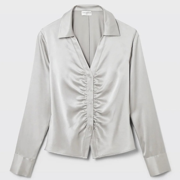 Stretch Silk Charmeuse Top - New With Tags - NEVER WORN - Silver - Picture 6 of 6